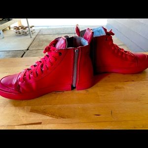 Diesel high-top red sneakers, size 8